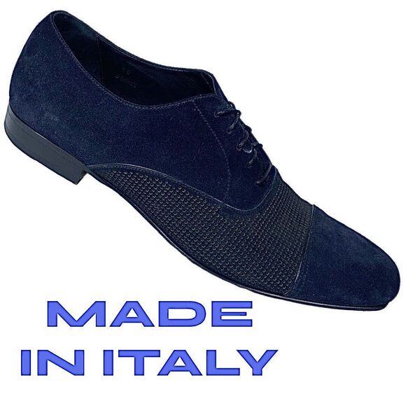 Giorgio Armani Blue Suede Cap Toe Oxfords Men’s 10 EU 43 Made in Italy - Picture 3 of 13